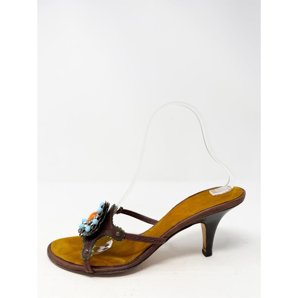 Vintage Giuseppe Zanotti Jeweled Floral Slide Sandal Heels Womens Size EU 39 - Picture 8 of 11